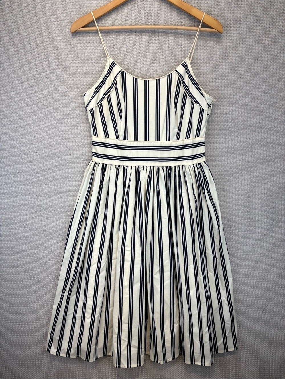 NWT Tweeds Brand Dress Sz 6 Spaghetti Strap Midi Striped Classic Navy Nautical